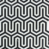 Thassos White Honed Marble Berlinetta Mosaic Tile (Thassos w/ Black).