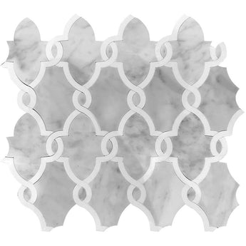 WATERJET TRELLIS 18 Carrara/ Thassos Mosaic Tile.