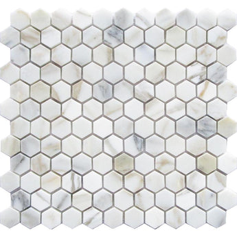 TUSCANY VOLTERRA Calacatta Gold Polished Mosaic Tile.