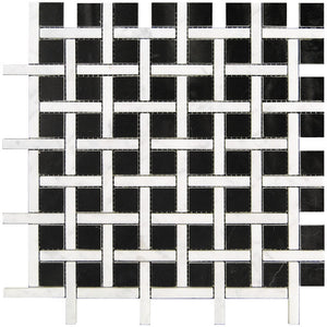 TUXEDO PARK MALAGA NERO Eastern Black / Eastern White Mosaic Tile.