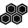 TUXEDO PARK 6" NERO BIANCO HEX POLISHED Nero Marquina/Thassos Mosaic Tile.