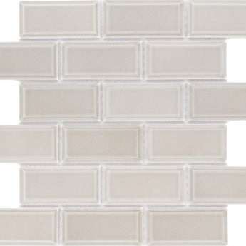 CC Mosaics +TENDER GRAY 2X4 Beveled Brick Porcelain Mosaic Tile.