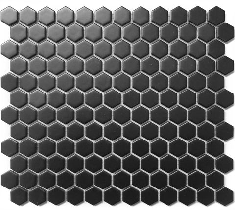 CC MOSAICS BLACK 12X12 MOS. HEXAGON 1X1.