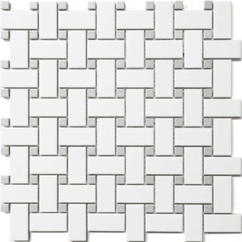 BASKET WEAVE With Gray Dot Porcelain Mosaic Tile.