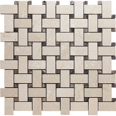 VALENCIA MURCIA Crema Marfil/ Emperador dark Mosaic Tile.