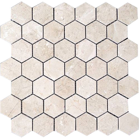 VALENCIA CREMA 2X2 HEX POLISHED Crema Marfil Mosaic Tile.