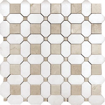 VALENCIA COSTERA Thassos/Crema Marfil Mosaic Tile.