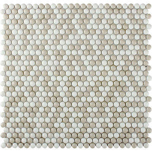 VERRE CERCLE BEIGE Recycled glass Mosaic Tile.