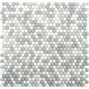 VERRE CERCLE GRIS Recycled glass Mosaic Tile.