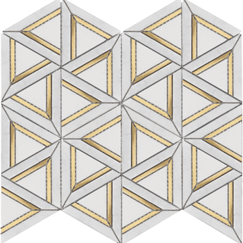 ROCKART CARRARA WHITE METAL GEO 12x14 MOSAIC.
