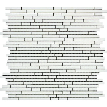 Thassos White Honed Marble Bamboo Sticks  Mosaic Tile.