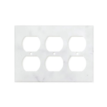 Bianco Carrara (Carrara White) Marble Switch Plate Cover Honed (3 DUPLEX).