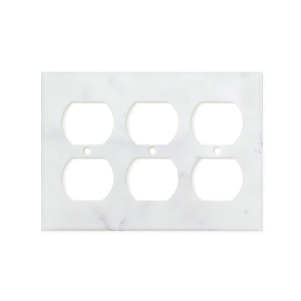 Bianco Carrara (Carrara White) Marble Switch Plate Cover Honed (3 DUPLEX).