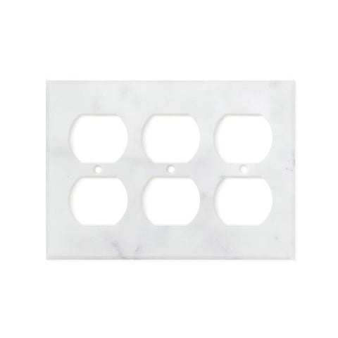 Bianco Carrara (Carrara White) Marble Switch Plate Cover Honed (3 DUPLEX).