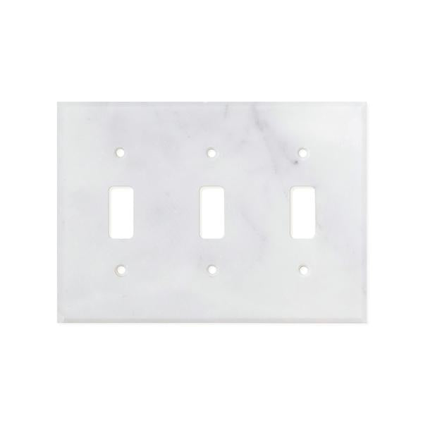 Bianco Carrara (Carrara White) Marble Switch Plate Cover Honed (3 TOGGLE).