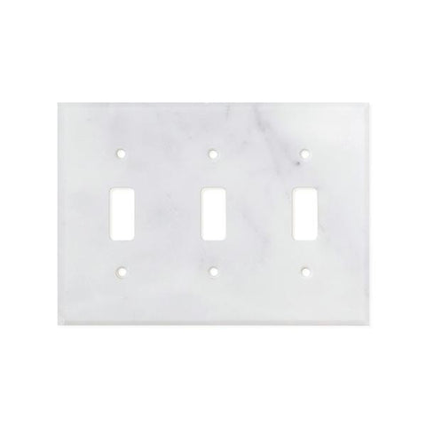 Bianco Carrara (Carrara White) Marble Switch Plate Cover Honed (3 TOGGLE).