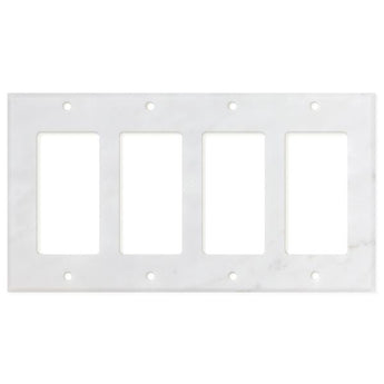 Bianco Carrara (Carrara White) Marble Switch Plate Cover Honed (4 ROCKER).
