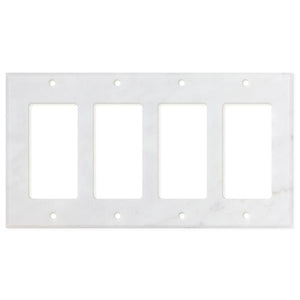 Bianco Carrara (Carrara White) Marble Switch Plate Cover Honed (4 ROCKER).