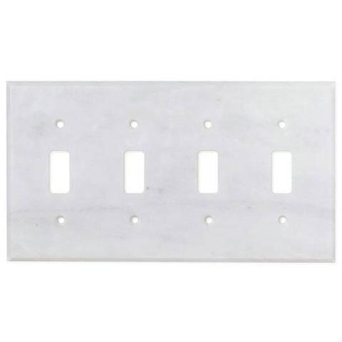Bianco Carrara (Carrara White) Marble Switch Plate Cover Honed (4 TOGGLE).
