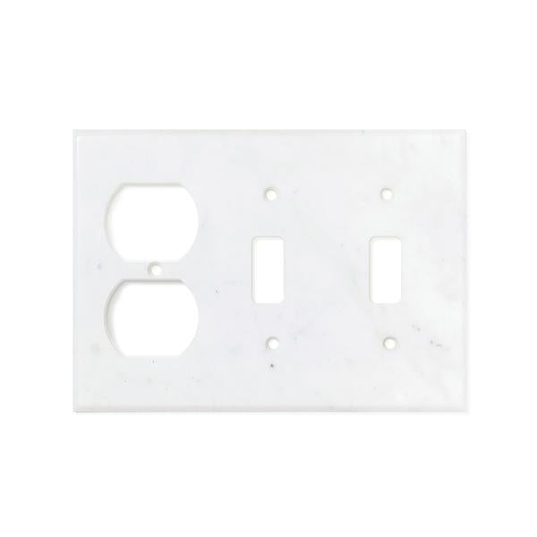 Bianco Carrara (Carrara White) Marble Switch Plate Cover Honed (DOUBLE TOGGLE DUPLEX).
