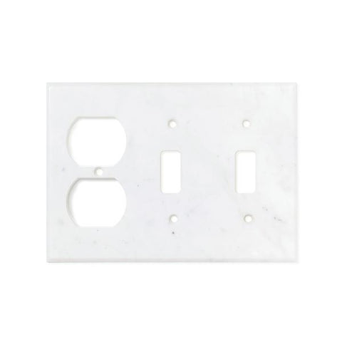Bianco Carrara (Carrara White) Marble Switch Plate Cover Honed (DOUBLE TOGGLE DUPLEX).