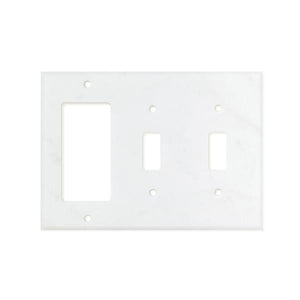 Bianco Carrara (Carrara White) Marble Switch Plate Cover Honed (DOUBLE TOGGLE ROCKER).