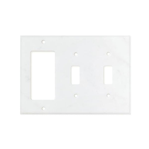 Bianco Carrara (Carrara White) Marble Switch Plate Cover Honed (DOUBLE TOGGLE ROCKER).