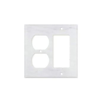 Bianco Carrara (Carrara White) Marble Switch Plate Cover Honed (ROCKER DUPLEX).