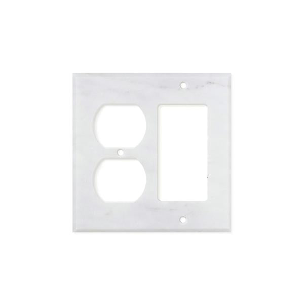 Bianco Carrara (Carrara White) Marble Switch Plate Cover Honed (ROCKER DUPLEX).