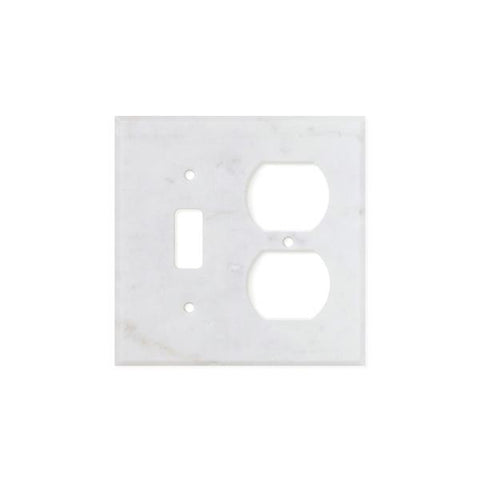 Bianco Carrara (Carrara White) Marble Switch Plate Cover Honed (TOGGLE DUPLEX).