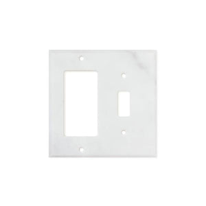 Bianco Carrara (Carrara White) Marble Switch Plate Cover Honed (TOGGLE ROCKER).