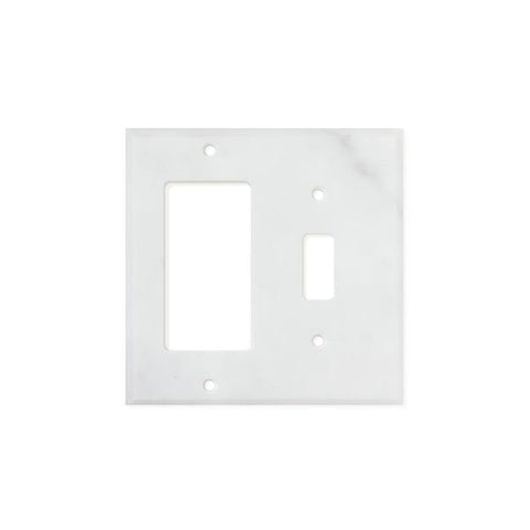 Bianco Carrara (Carrara White) Marble Switch Plate Cover Honed (TOGGLE ROCKER).