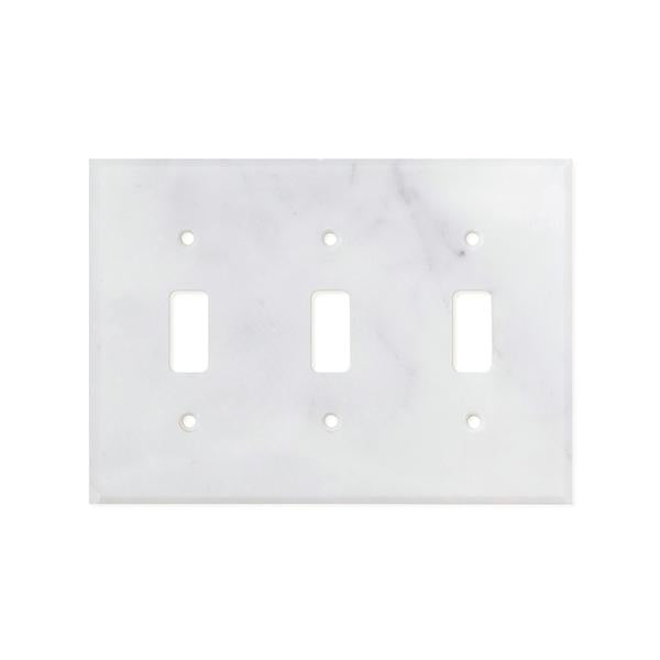 Bianco Carrara (Carrara White) Marble Switch Plate Cover Polished (3 TOGGLE).