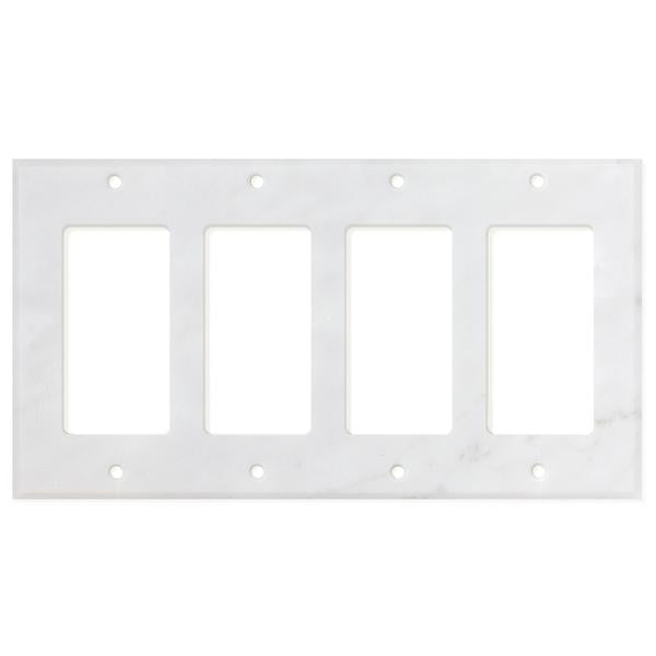 Bianco Carrara (Carrara White) Marble Switch Plate Cover Polished (4 ROCKER).