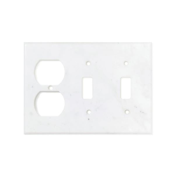 Bianco Carrara (Carrara White) Marble Switch Plate Cover Polished (DOUBLE TOGGLE DUPLEX).