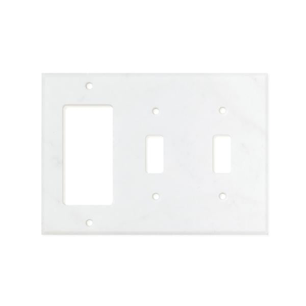 Bianco Carrara (Carrara White) Marble Switch Plate Cover Polished (DOUBLE TOGGLE ROCKER).