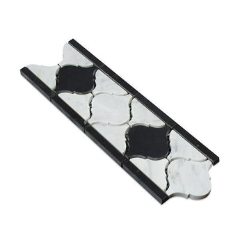 Bianco Carrara Polished Marble Lantern Border (Carrara w/ Black).