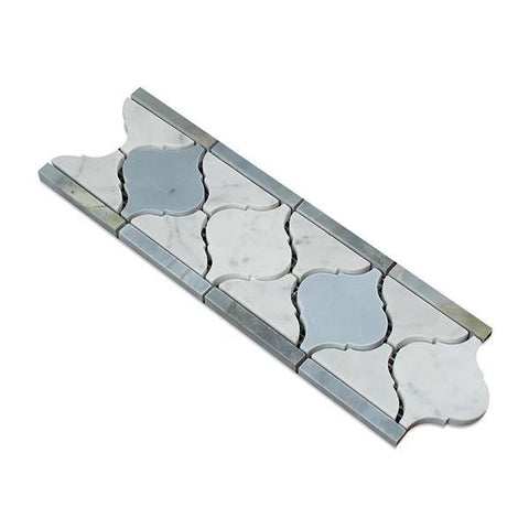 Bianco Carrara Polished Marble Lantern Border (Carrara w/ Blue-Gray).