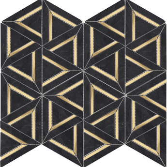 ROCKART NERO MARQUINA METAL GEO 12x14 MOSAIC.