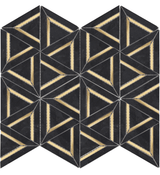 ROCKART NERO MARQUINA METAL GEO 12x14 MOSAIC.