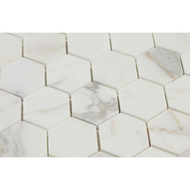 2x2 Honed Calacatta Gold Marble Hexagon Mosaic Tile - MosaicBros.com