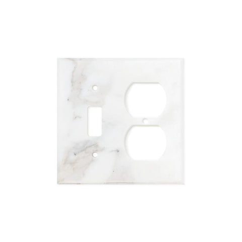 Calacatta Gold Marble Switch Plate Cover Honed (TOGGLE DUPLEX).