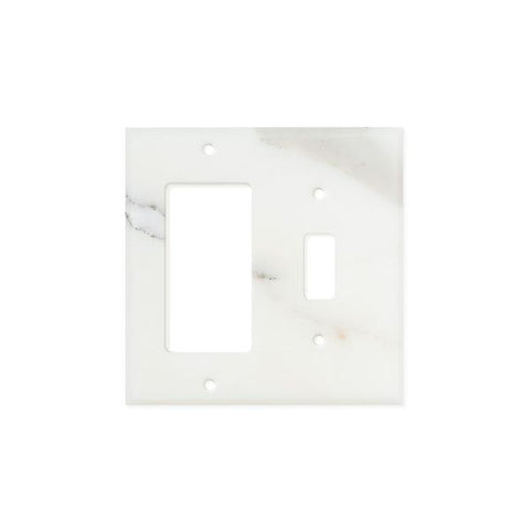 Calacatta Gold Marble Switch Plate Cover Honed (TOGGLE ROCKER).