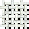 Calacatta Gold Polished Marble Tripleweave Mosaic Tile w/ Black Dots.