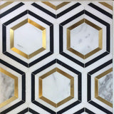 Calacatta Gold Nero Marquina Hexagon Polished Mosaic.