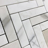 1X4 Honed Calacatta Gold Marble Herringbone Mosaic Tile - MosaicBros.com