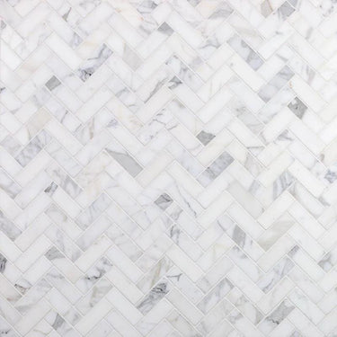 1X2 Honed Calacatta Gold Marble Herringbone Mosaic Tile - MosaicBros.com