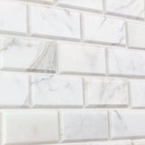 2X4 Polished Calacatta Gold Marble Deep-Beveled Brick Mosaic Tile - MosaicBros.com
