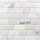 2X4 Polished Calacatta Gold Marble Deep-Beveled Brick Mosaic Tile - MosaicBros.com
