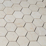 2x2 Polished Crema Marfil Marble Hexagon Mosaic Tile - MosaicBros.com